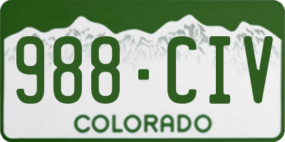 CO license plate 988CIV