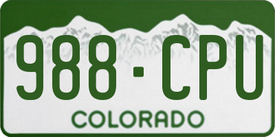 CO license plate 988CPU