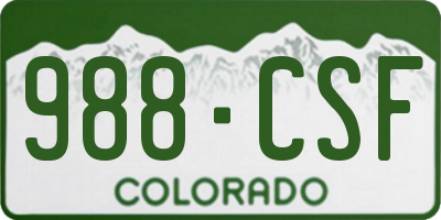 CO license plate 988CSF