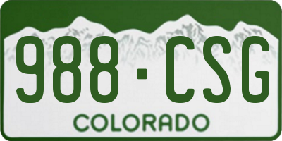 CO license plate 988CSG