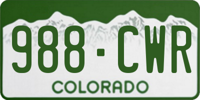 CO license plate 988CWR