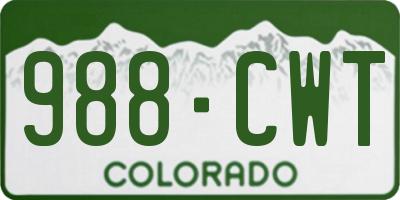 CO license plate 988CWT