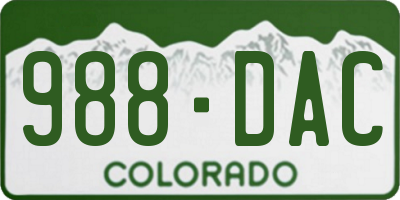 CO license plate 988DAC