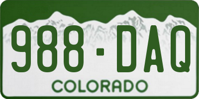 CO license plate 988DAQ