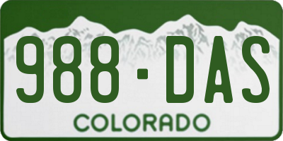 CO license plate 988DAS