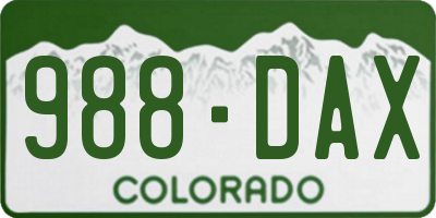 CO license plate 988DAX