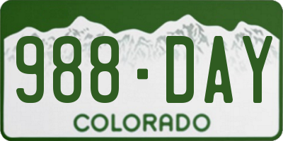 CO license plate 988DAY