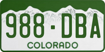 CO license plate 988DBA