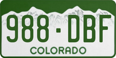 CO license plate 988DBF