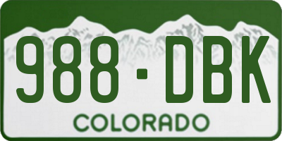 CO license plate 988DBK