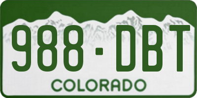 CO license plate 988DBT