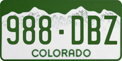 CO license plate 988DBZ