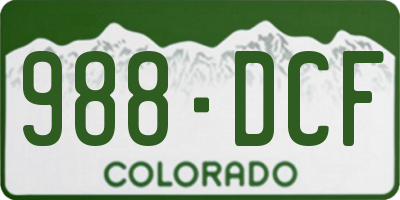 CO license plate 988DCF