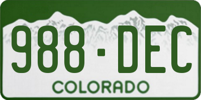 CO license plate 988DEC