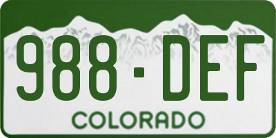 CO license plate 988DEF