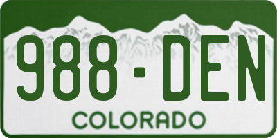 CO license plate 988DEN
