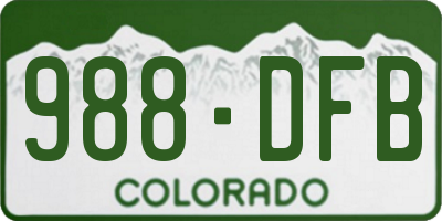 CO license plate 988DFB