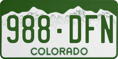 CO license plate 988DFN