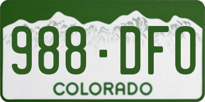 CO license plate 988DFO