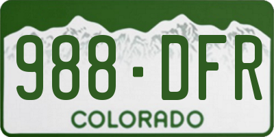 CO license plate 988DFR