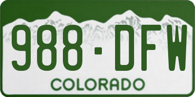 CO license plate 988DFW