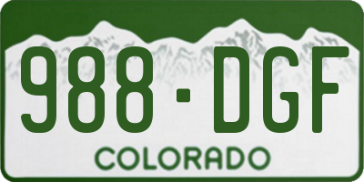 CO license plate 988DGF