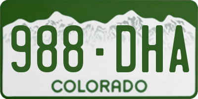 CO license plate 988DHA
