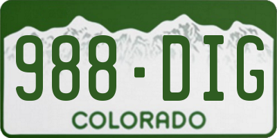 CO license plate 988DIG
