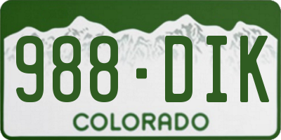CO license plate 988DIK