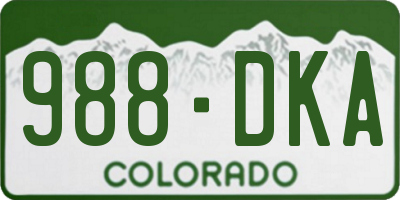 CO license plate 988DKA