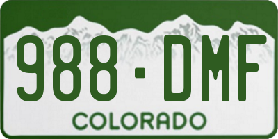 CO license plate 988DMF