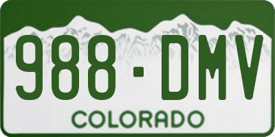 CO license plate 988DMV