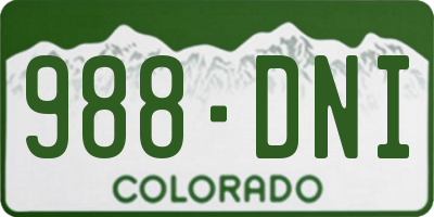 CO license plate 988DNI