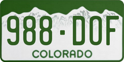 CO license plate 988DOF