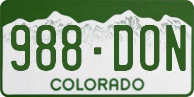 CO license plate 988DON