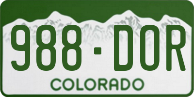 CO license plate 988DOR