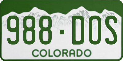 CO license plate 988DOS