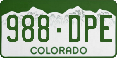 CO license plate 988DPE