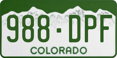 CO license plate 988DPF