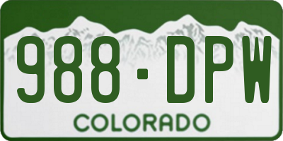 CO license plate 988DPW
