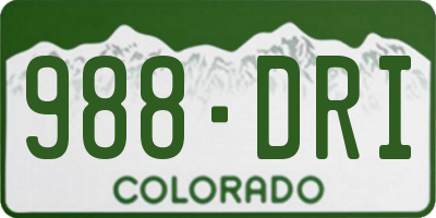 CO license plate 988DRI