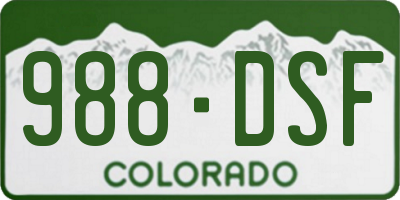 CO license plate 988DSF