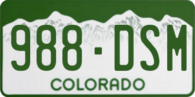 CO license plate 988DSM