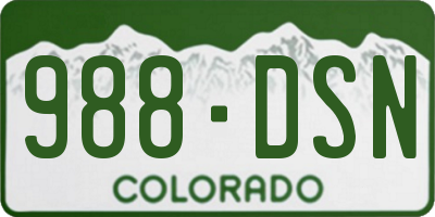 CO license plate 988DSN