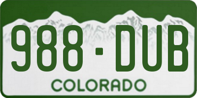 CO license plate 988DUB