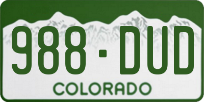 CO license plate 988DUD