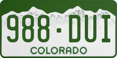 CO license plate 988DUI