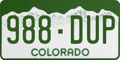 CO license plate 988DUP