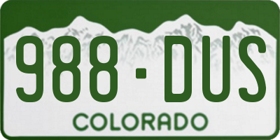 CO license plate 988DUS