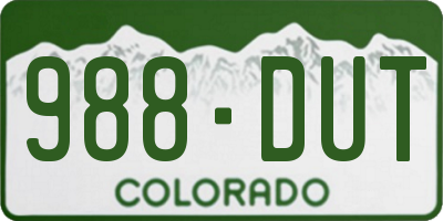 CO license plate 988DUT